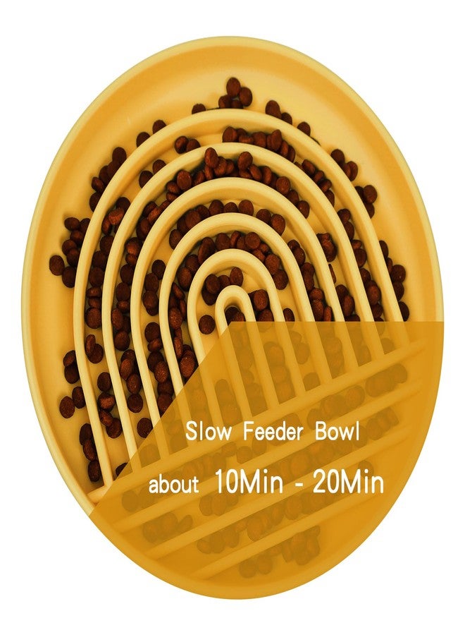 RICHIE Slow Feeder Dog Bowls with Suction Cups, Silicone Puzzle Bowl for Slow Eating, Pets Slow Feeder Non-Slip Design Dishwasher Microwave Safe for Small Medium Dogs, Yellow - Image 4